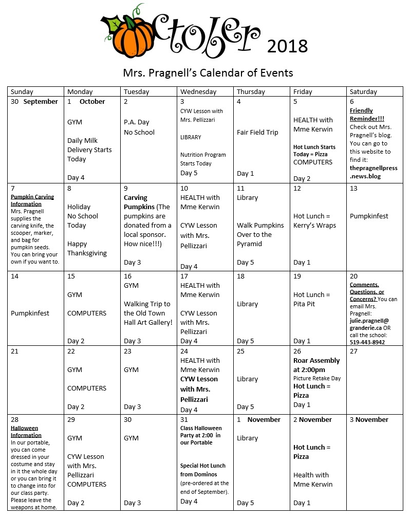 october calendar